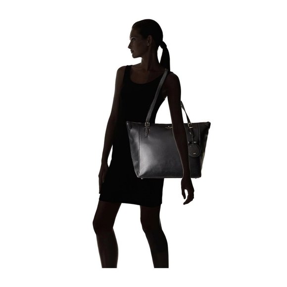 KATE SPADE~emma maya lane~LARGE BLACK LEATHER SHOULDER BAG - Picture 2 of 6